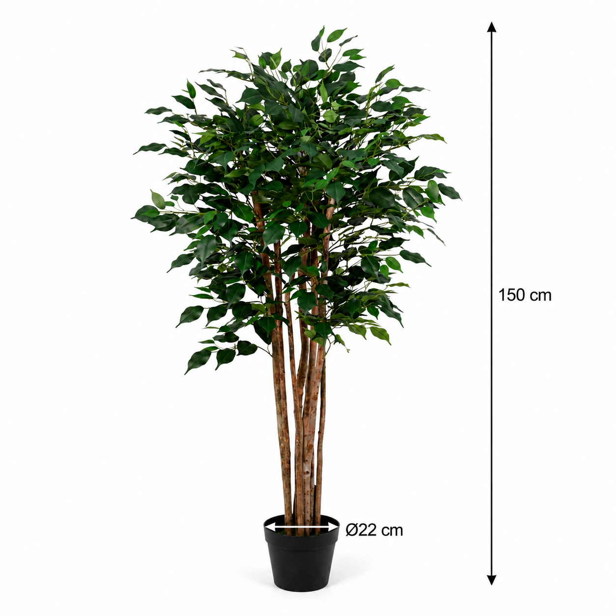 Kunstpflanze Birkenfeige 150 cm – künstlicher Ficus Benjamini