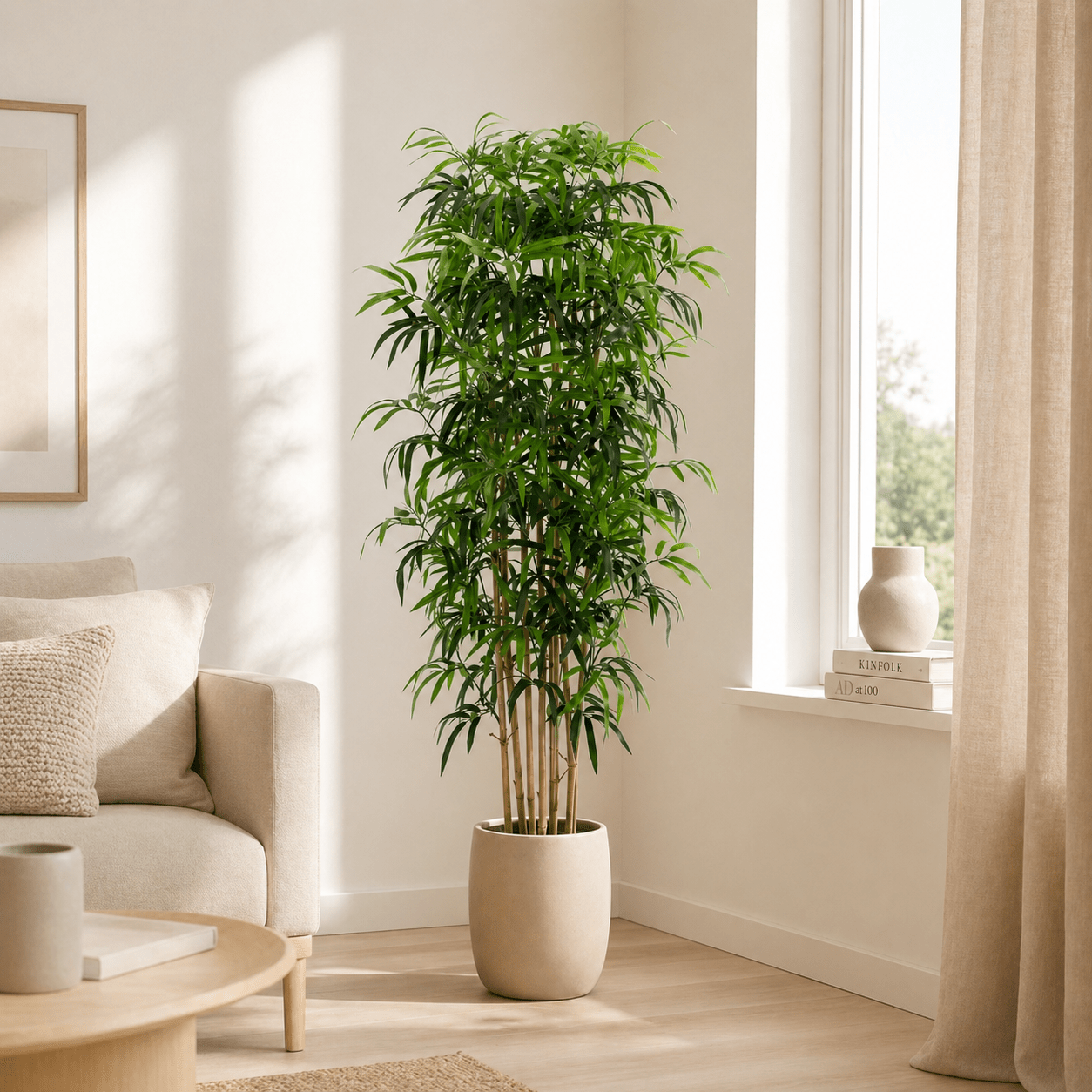 Bambus Kunstpflanze 180 cm – natürlicher Sichtschutz mit feinen Blättern - DYFLORA