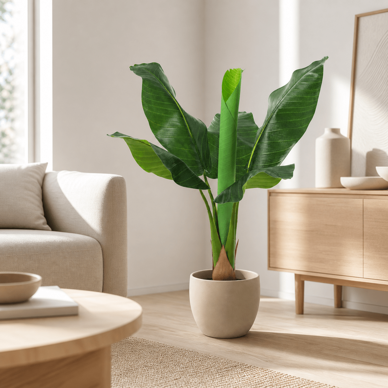Bananenpflanze Kunstpflanze 80 cm – Musa tropisch und modern - DYFLORA