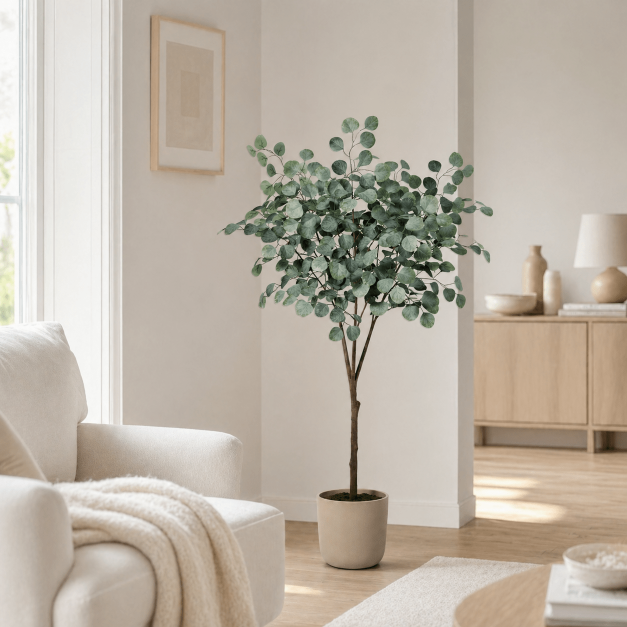 Eukalyptus Kunstpflanze 150 cm – stilvoller Kunstbaum natürlich - DYFLORA
