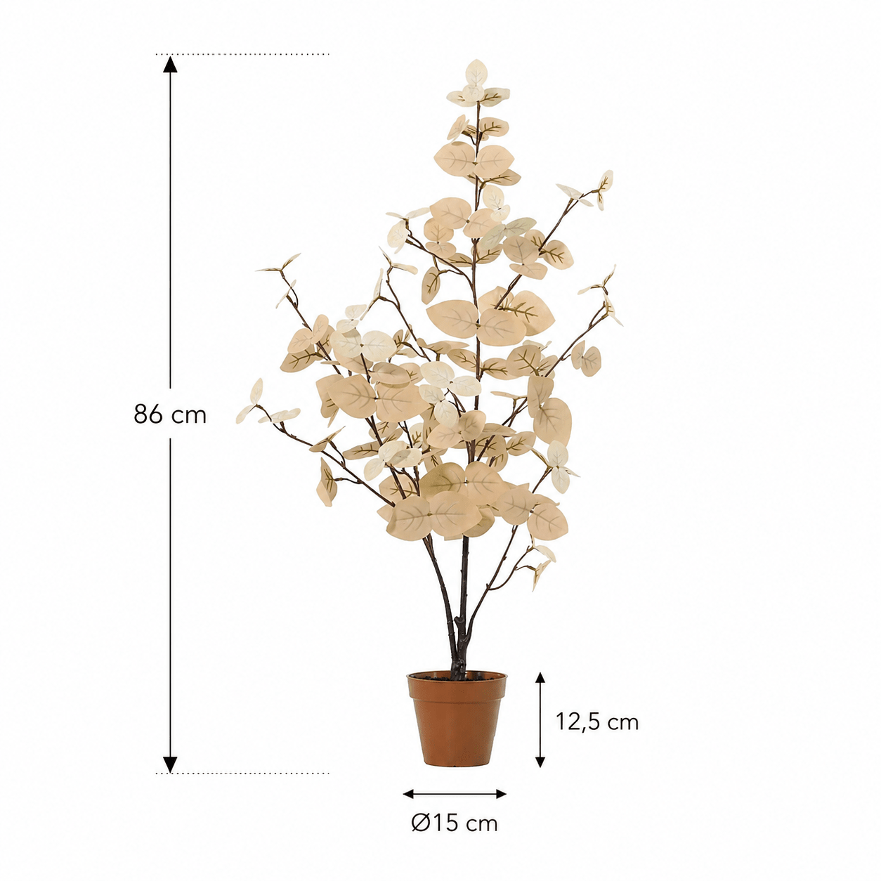 Eukalyptus Kunstpflanze 86 cm weiß – zarte Deko mit natürlicher Zweigform - DYFLORA