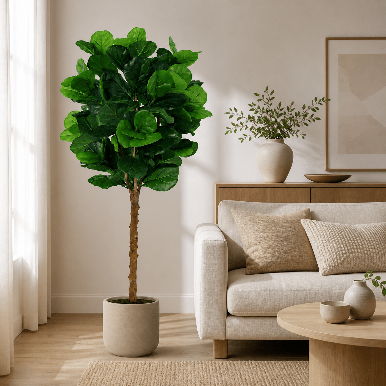 Geigenfeige Kunstpflanze 160 cm – Ficus lyrata als stilvoller Kunstbaum - DYFLORA