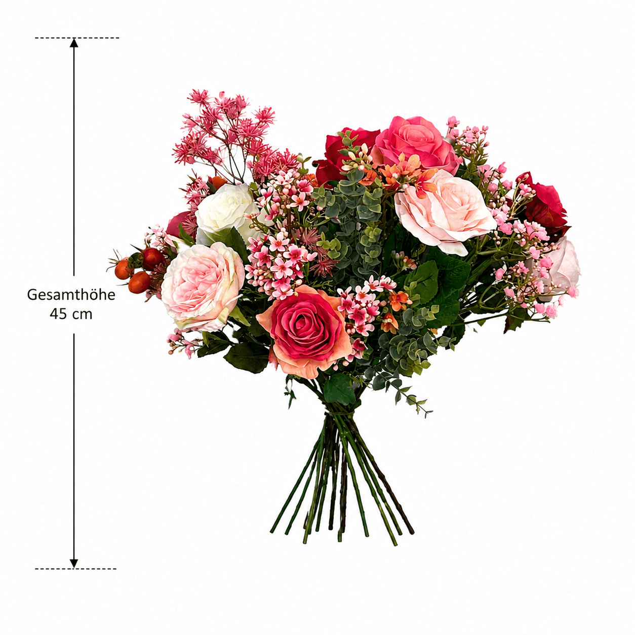 Kunstblumen - Bouquet M - Flame Roses - 45 cm - DYFLORA