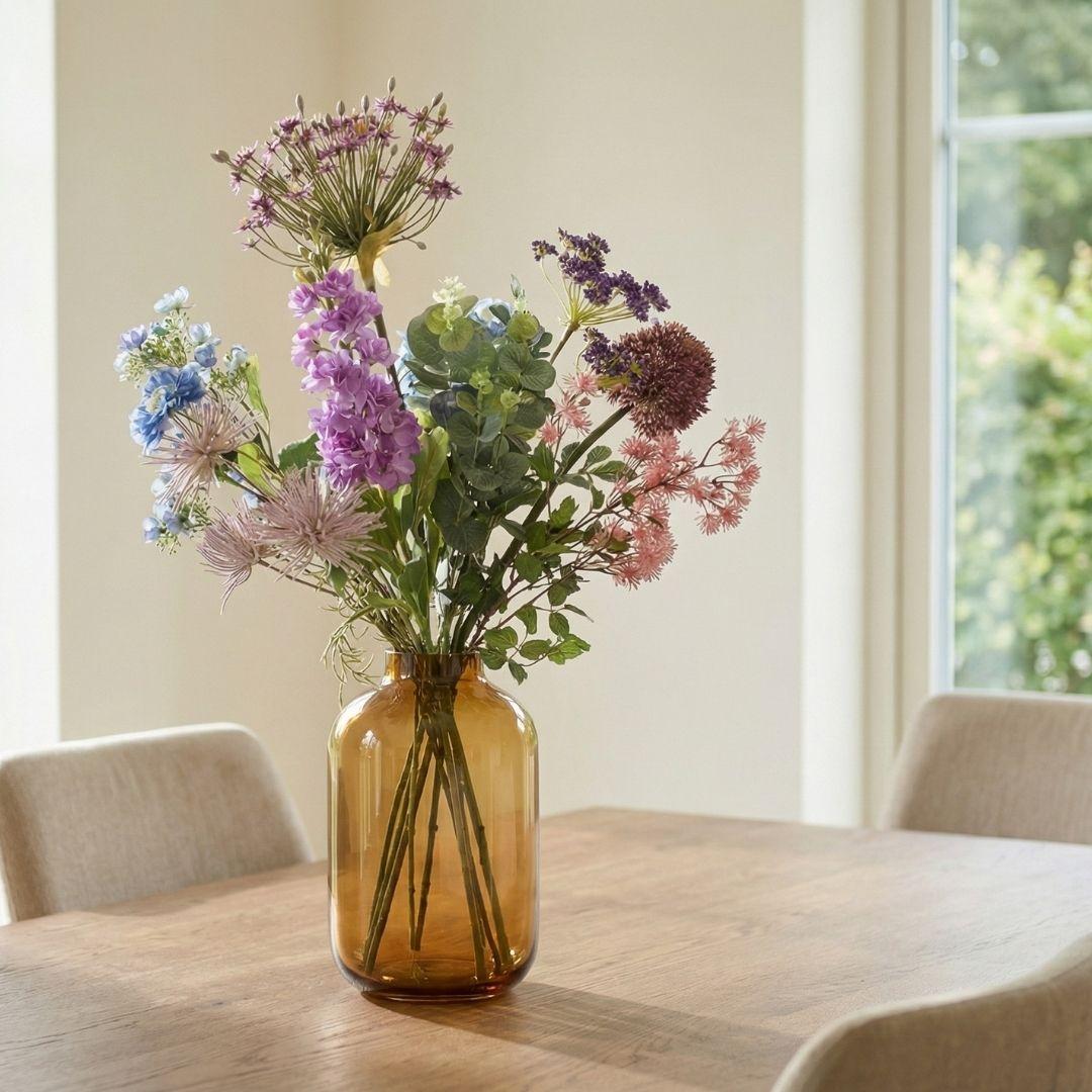 Kunstblumenstrauß - Purple Bloom Deluxe - Real Touch - 10 Stiele - ↑ 90 cm - DYFLORA