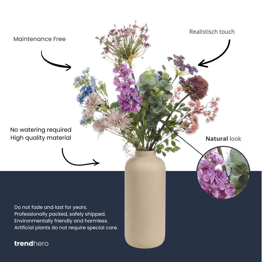 Kunstblumenstrauß - Purple Bloom Deluxe - Real Touch - 10 Stiele - ↑ 90 cm - DYFLORA