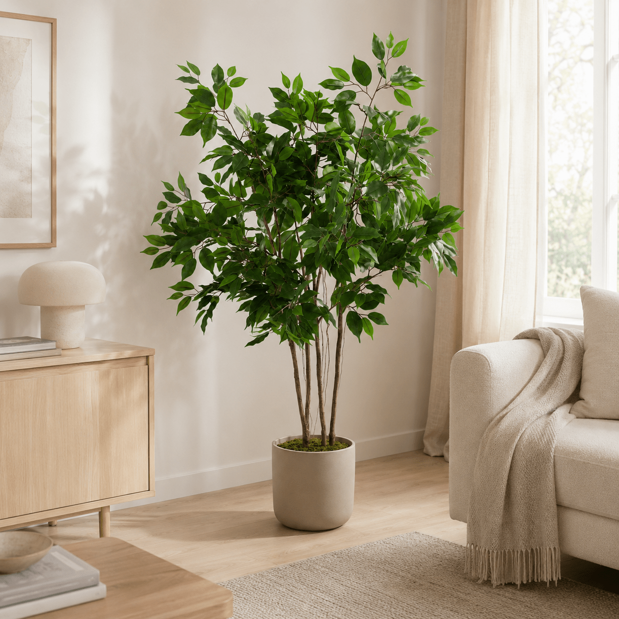 Kunstpflanze Birkenfeige 128 cm – künstlicher Ficus Benjamina - DYFLORA