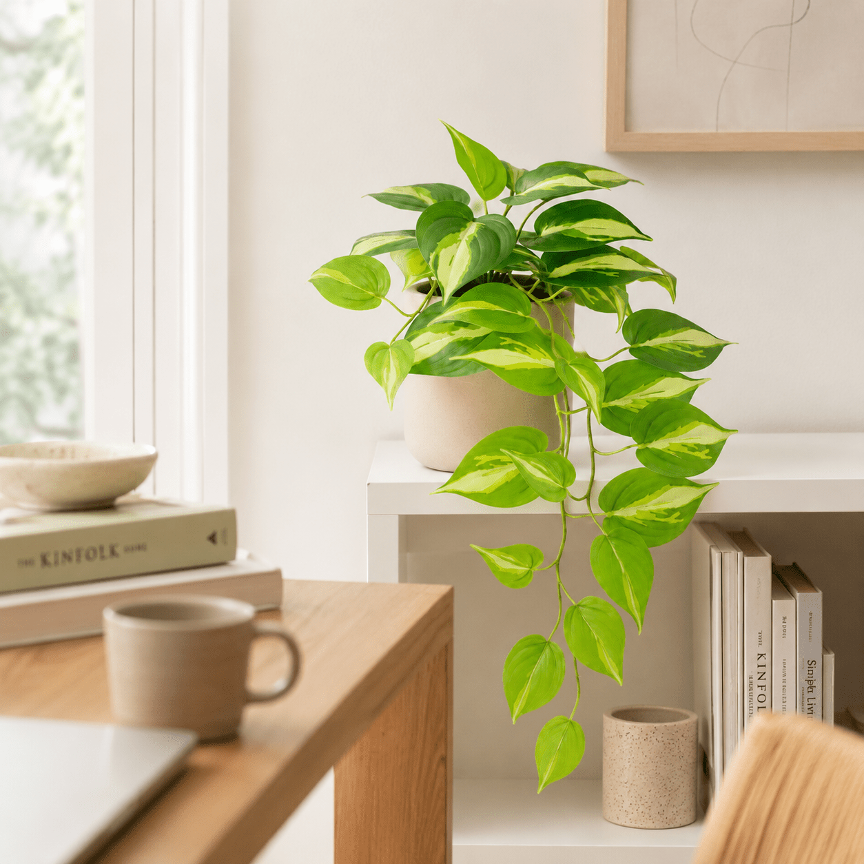 Kunstpflanze Efeutute Variegata 37 cm – künstliches Epipremnum - DYFLORA