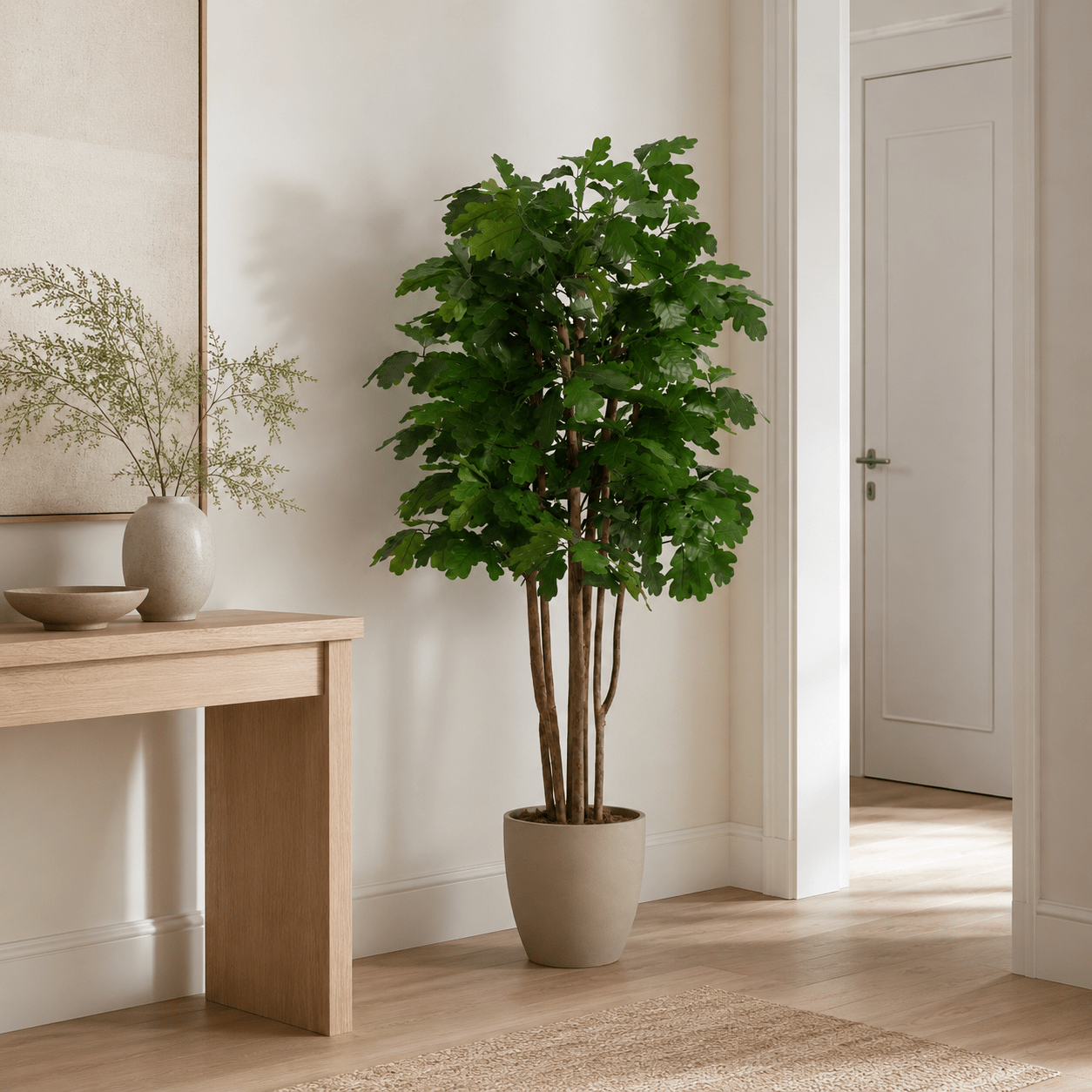 Kunstpflanze Eichenbaum 140 cm – künstliche Eiche mit natürlicher Optik - DYFLORA