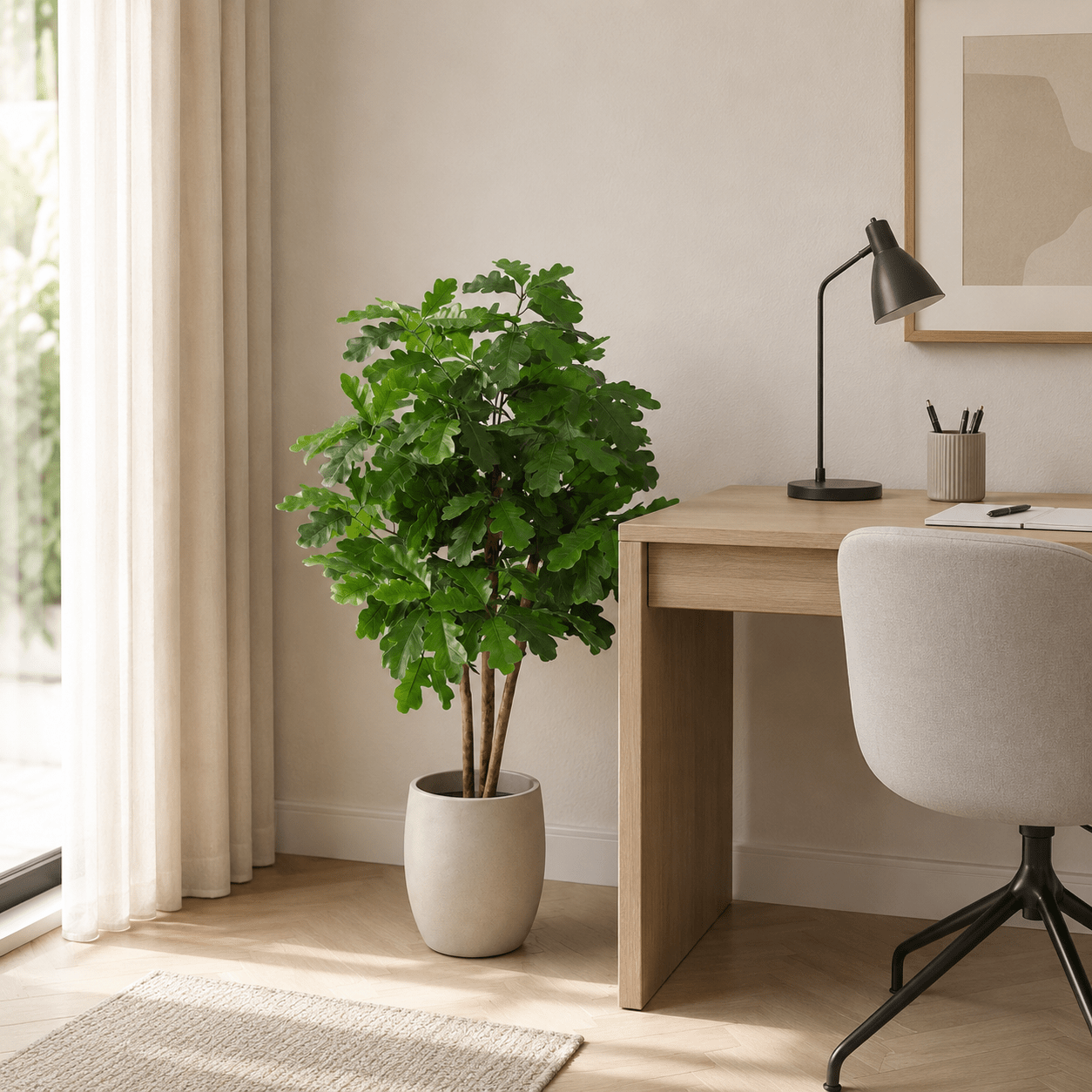 Kunstpflanze Eichenbaum 90 cm grün naturgetreu - DYFLORA