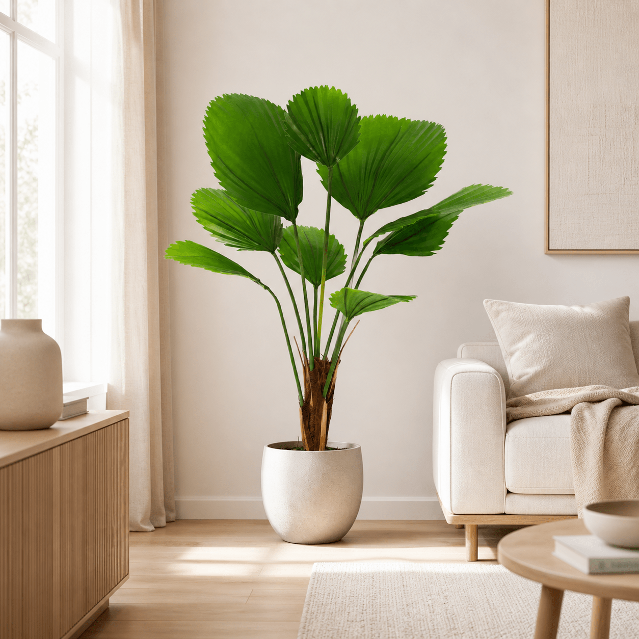 Kunstpflanze Fächerpalme Licuala Grandis 104 cm tropisch - DYFLORA