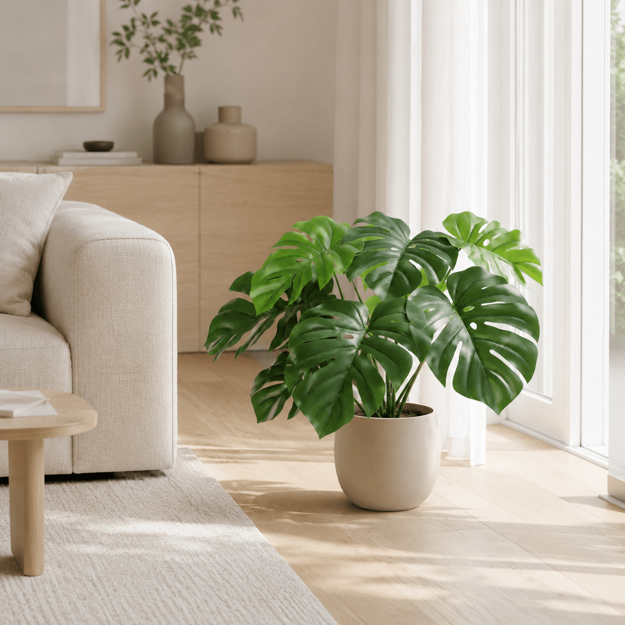 Kunstpflanze Monstera Deliciosa 45 cm Lochpflanze - DYFLORA