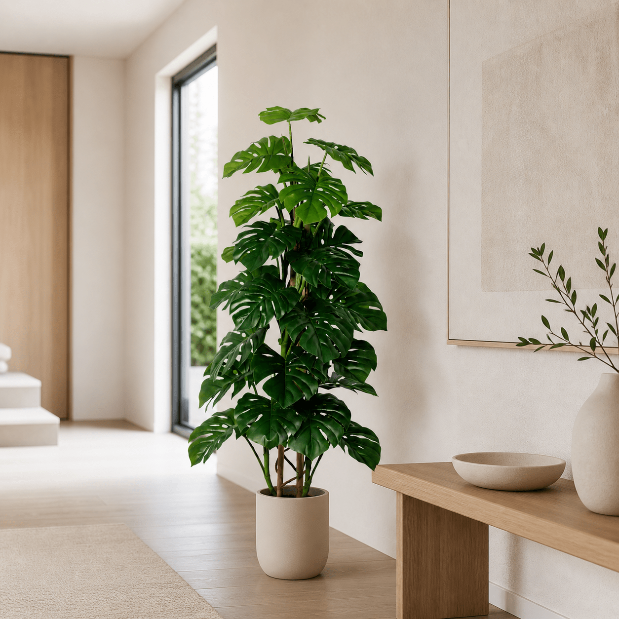Kunstpflanze Monstera Monkey Leaf 125 cm mit tropischem Look - DYFLORA