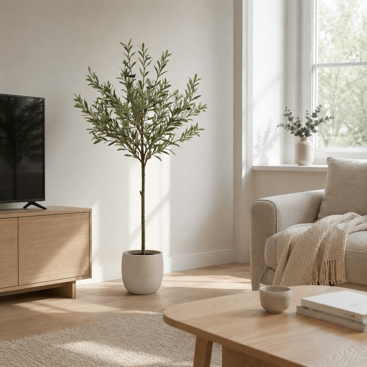 Kunstpflanze Olivenbaum 150 cm mediterran naturgetreu - DYFLORA