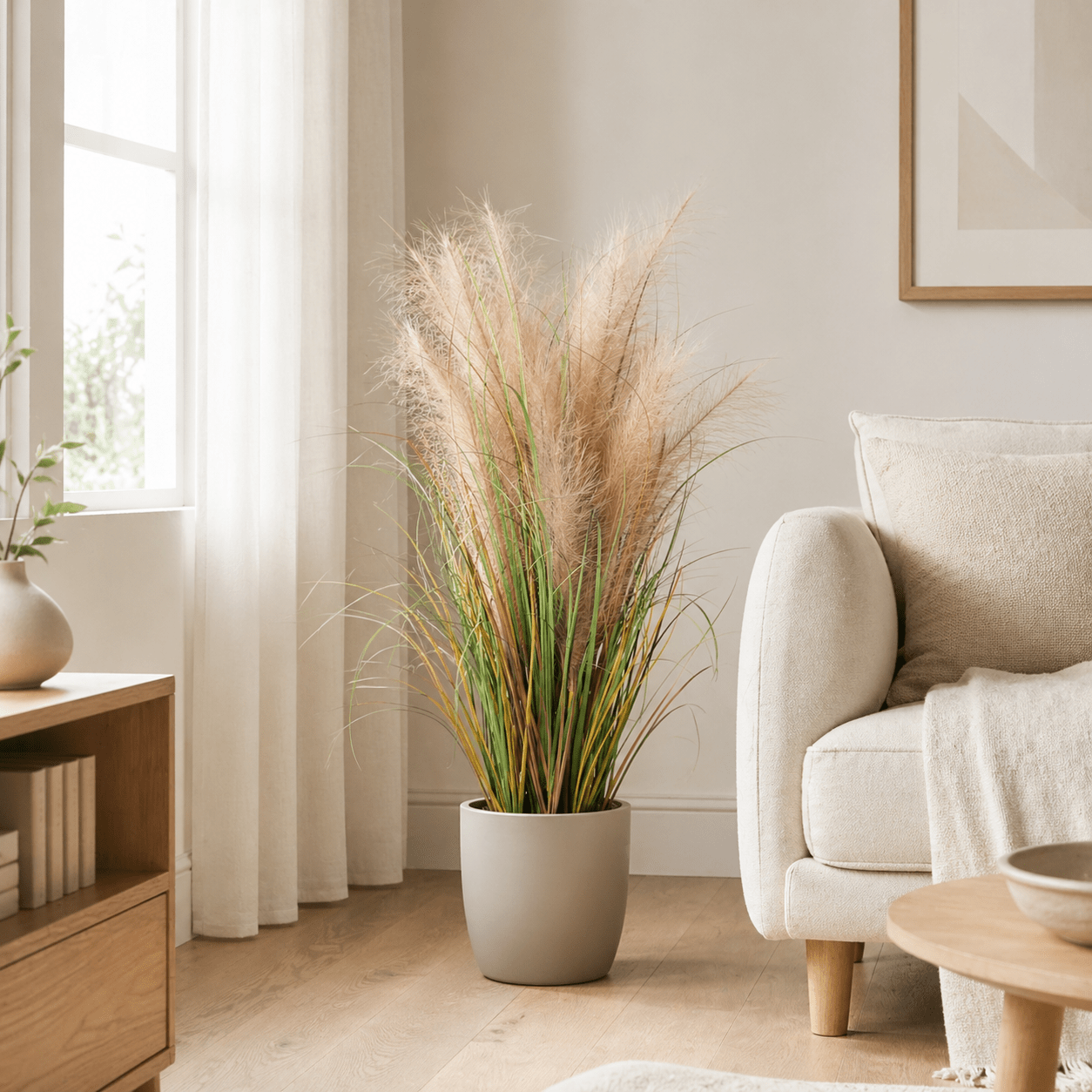 Kunstpflanze Schilfgras Phragmites 95 cm naturgetreu hängend - DYFLORA