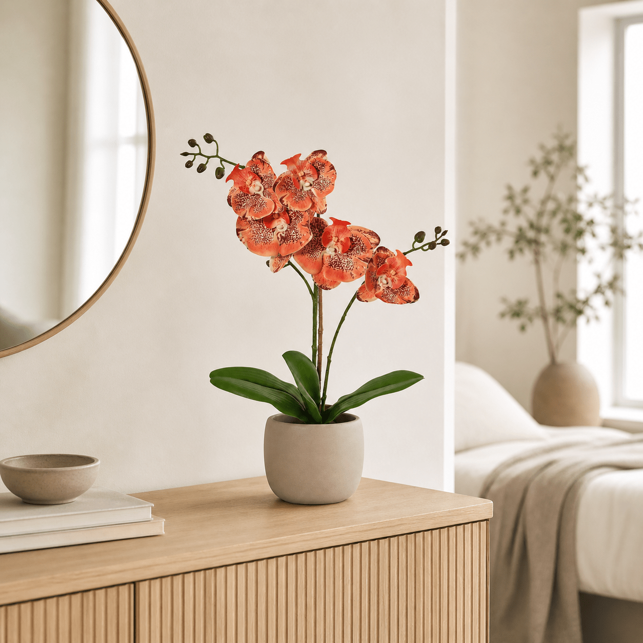 Kunstpflanze Schmetterlingsorchidee Phalaenopsis 41 cm orange - DYFLORA