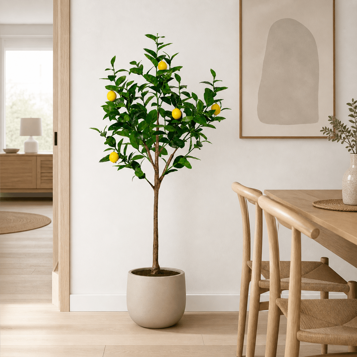 Kunstpflanze Zitronenbaum 150 cm mit realistischen Zitronen - DYFLORA