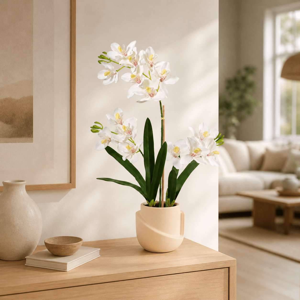 Schmetterlingsorchidee Kunstpflanze 71 cm – Phalaenopsis elegant - DYFLORA