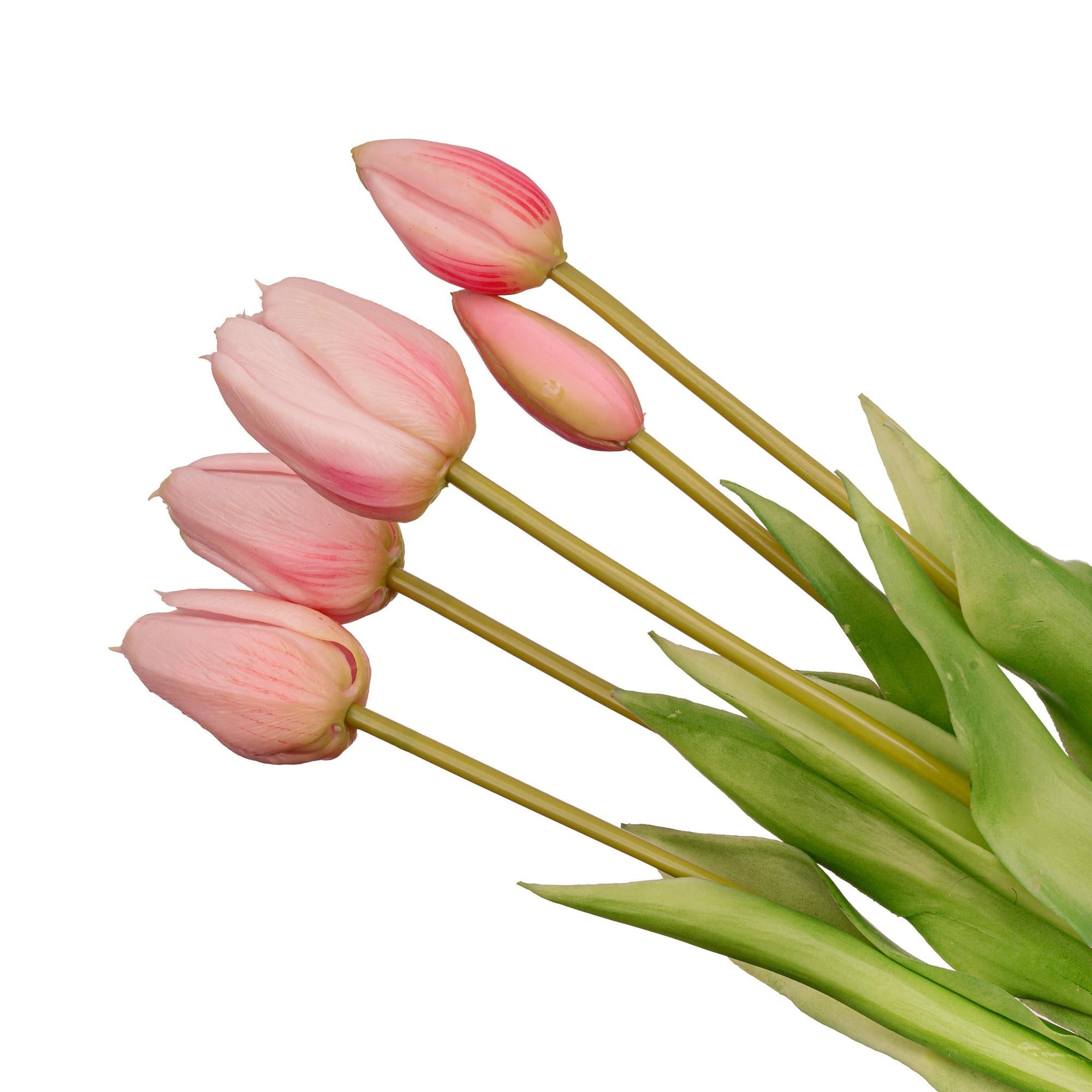 Tulpenstrauß künstlich Rosa „Real Touch“ – 10 Tulpen, 42 cm - DYFLORA