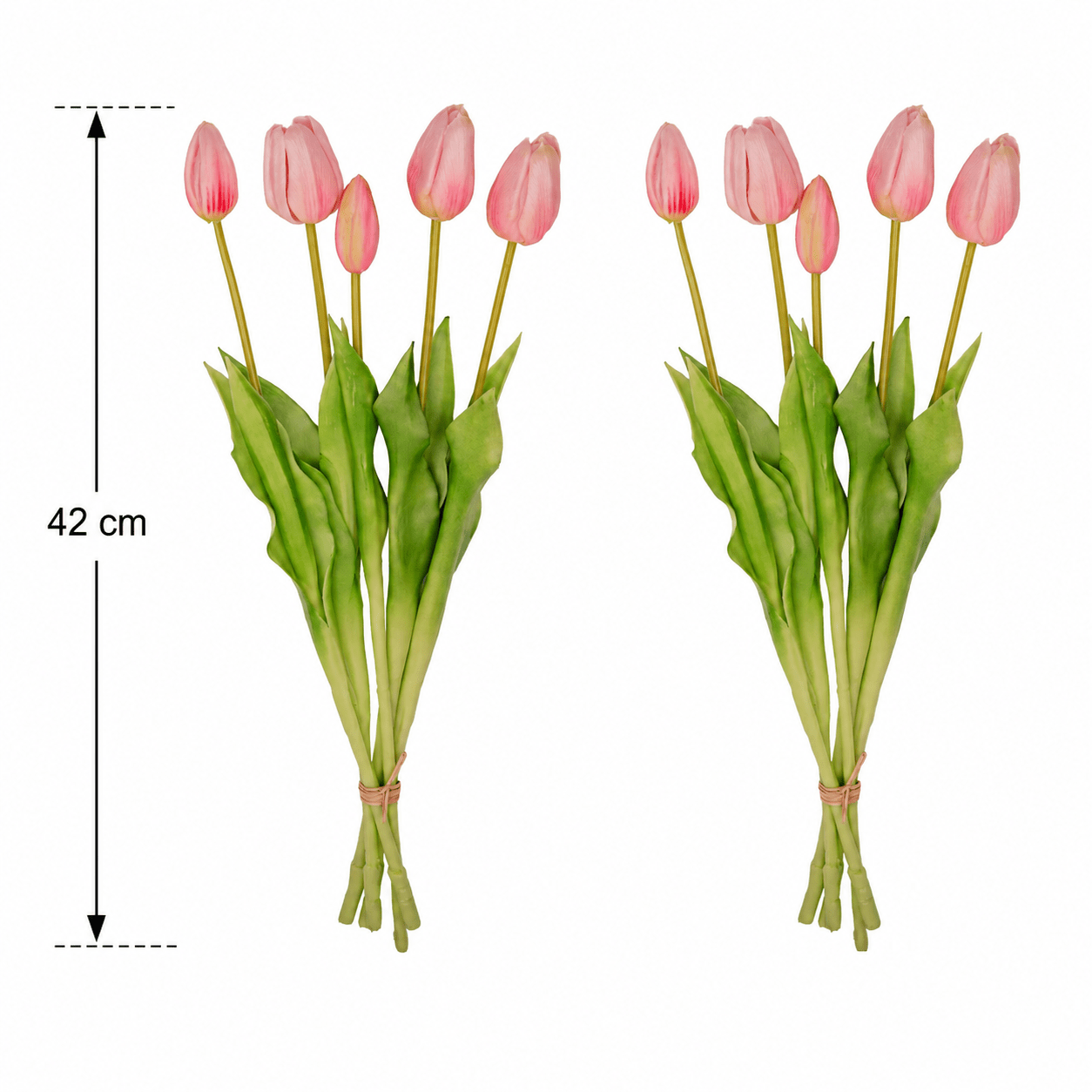 Tulpenstrauß künstlich Rosa „Real Touch“ – 10 Tulpen, 42 cm - DYFLORA