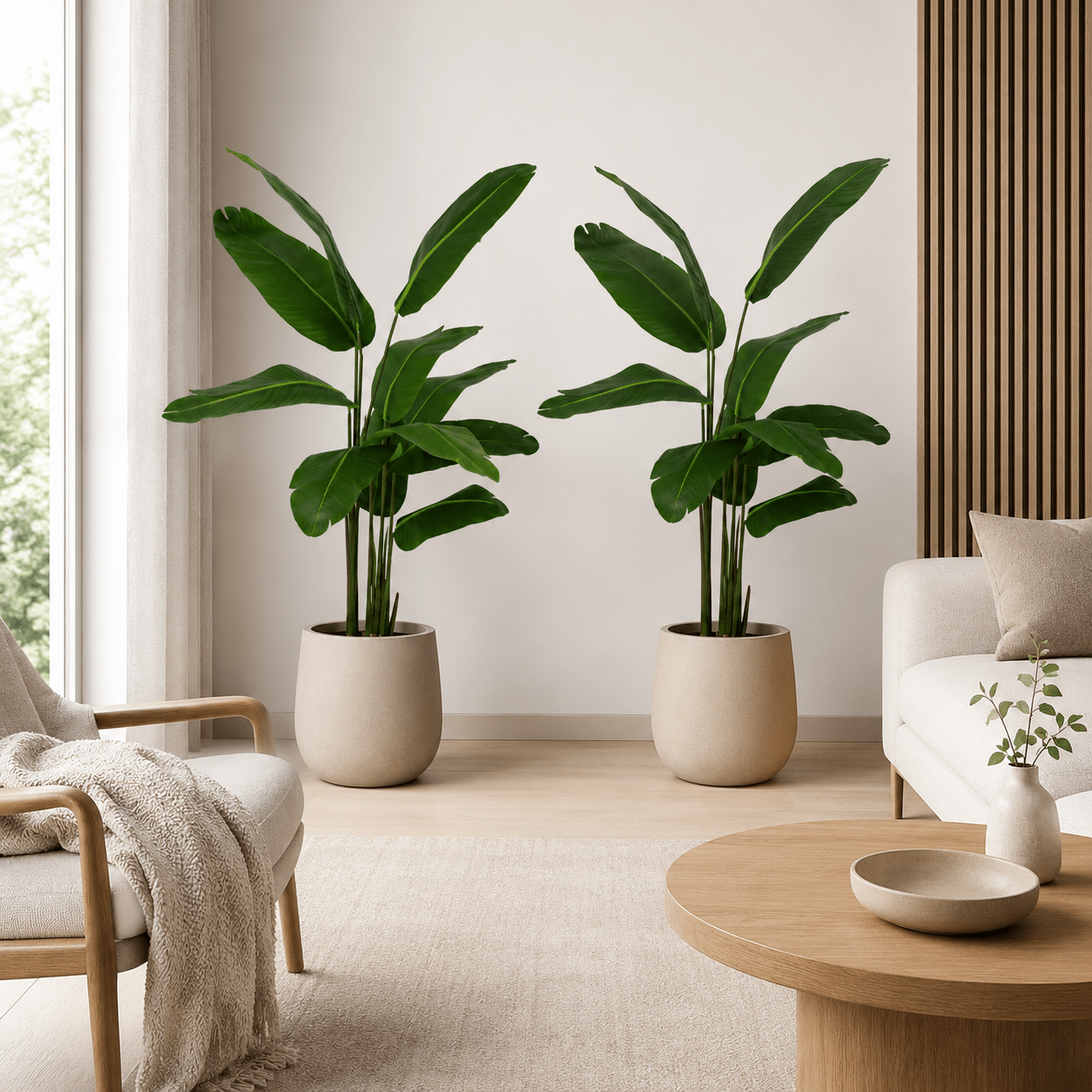 2er Set Strelitzie Kunstpflanze 150 cm – exotisches Duo mit großen Blättern - DYFLORA