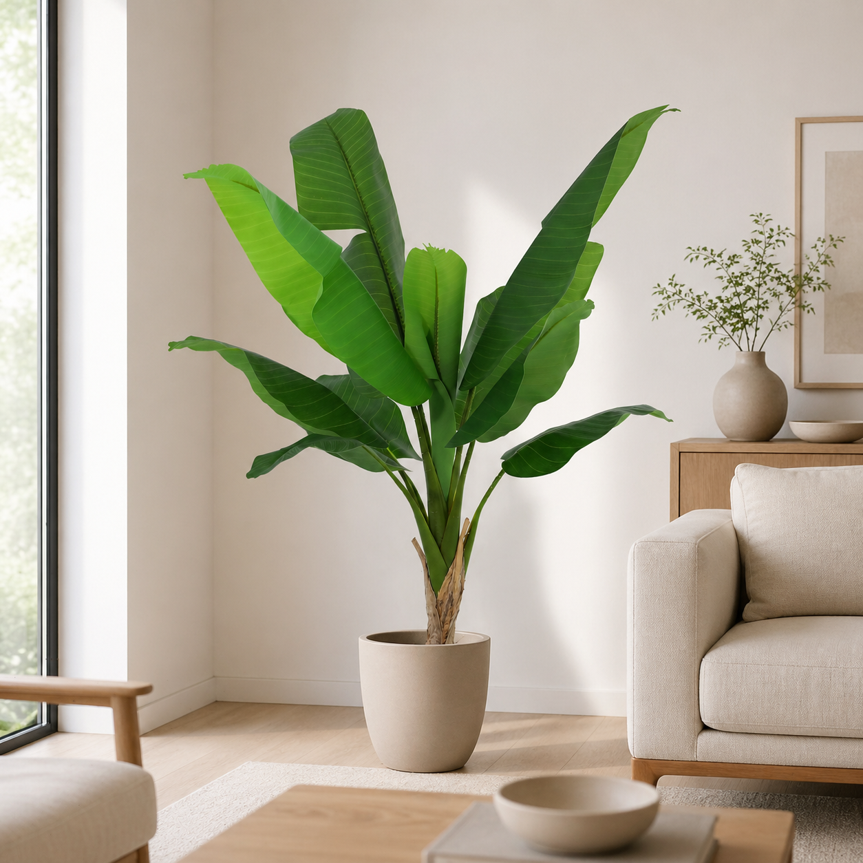 Bananenpflanze Kunstpflanze 120 cm – tropischer Blickfang mit großen Blättern