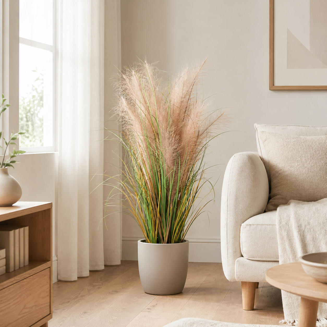 Kunstpflanze Schilfgras Phragmites 95 cm naturgetreu hängend