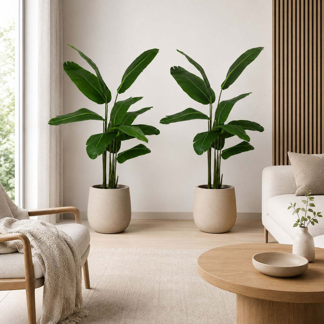2er Set Strelitzie Kunstpflanze 150 cm – exotisches Duo mit großen Blättern