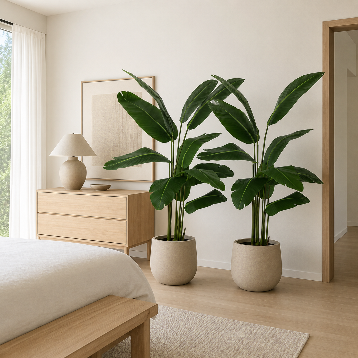 2er Set Strelitzie Kunstpflanze 150 cm – exotisches Duo mit großen Blättern