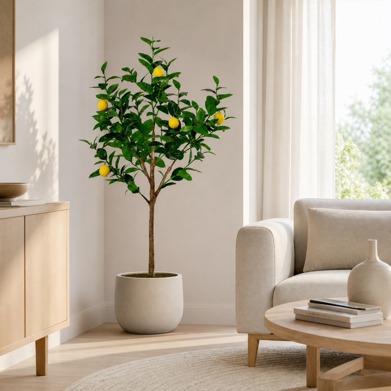 Kunstpflanze Zitronenbaum 150 cm mit realistischen Zitronen
