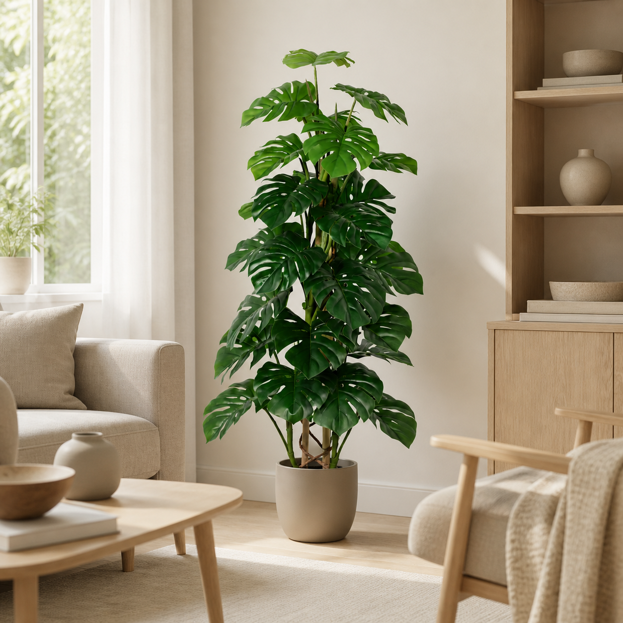 Kunstpflanze Monstera Monkey Leaf 125 cm mit tropischem Look