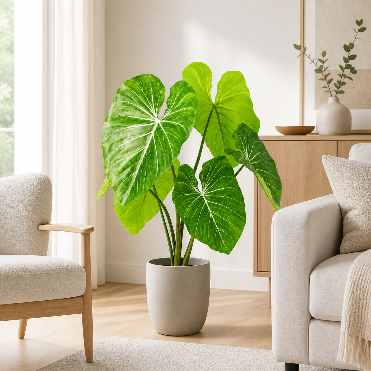 Kunstpflanze Philodendron 100 cm mit tropischer Blattoptik