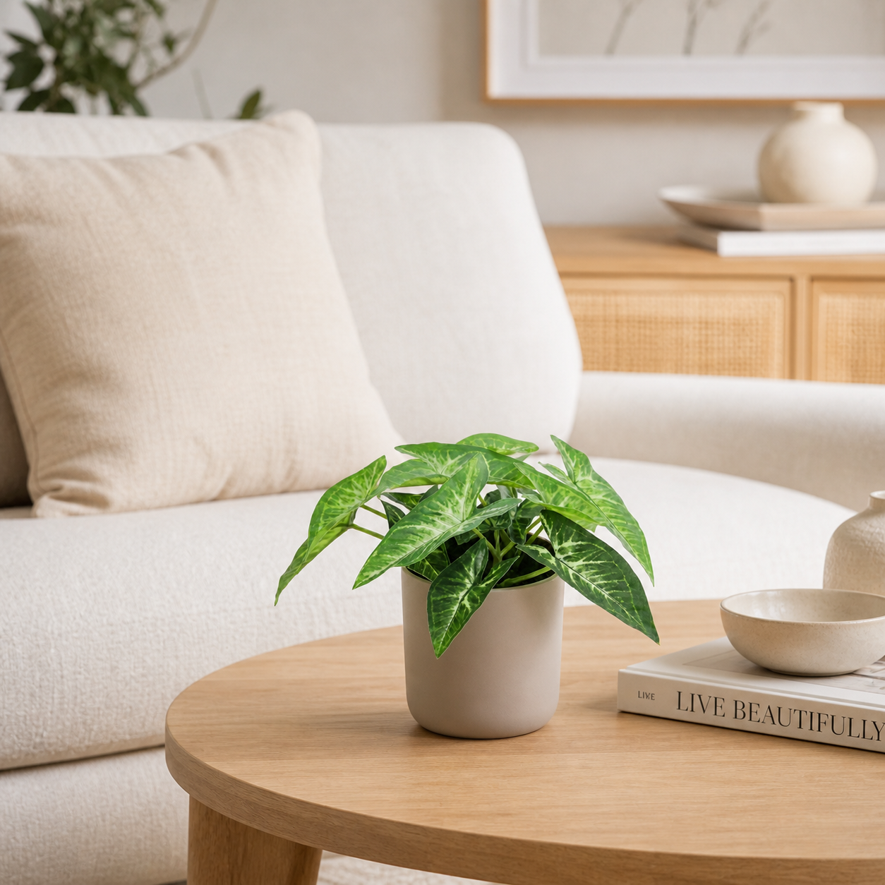 Kunstpflanze Pfeilblatt Syngonium 15 cm mit markanter Blattzeichnung