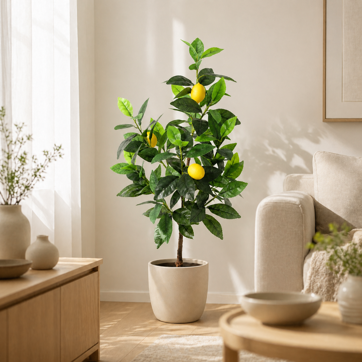 Zitronenbaum Kunstpflanze 65 cm – frischer Blickfang mit Früchten