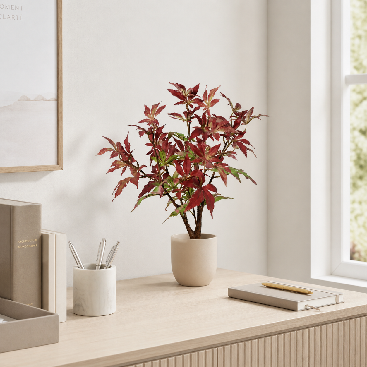 Kunstpflanze Japanischer Ahorn 53 cm rot-grün