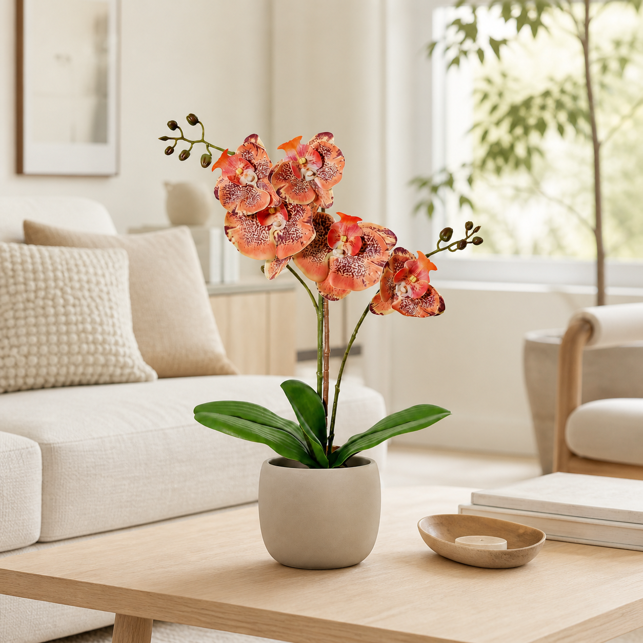 Kunstpflanze Schmetterlingsorchidee Phalaenopsis 41 cm orange