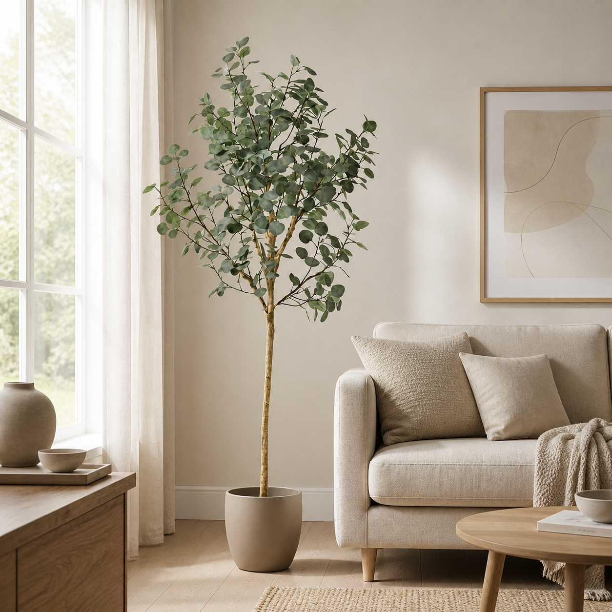 Kunstpflanze Eukalyptus 180 cm naturgetreuer Kunstbaum