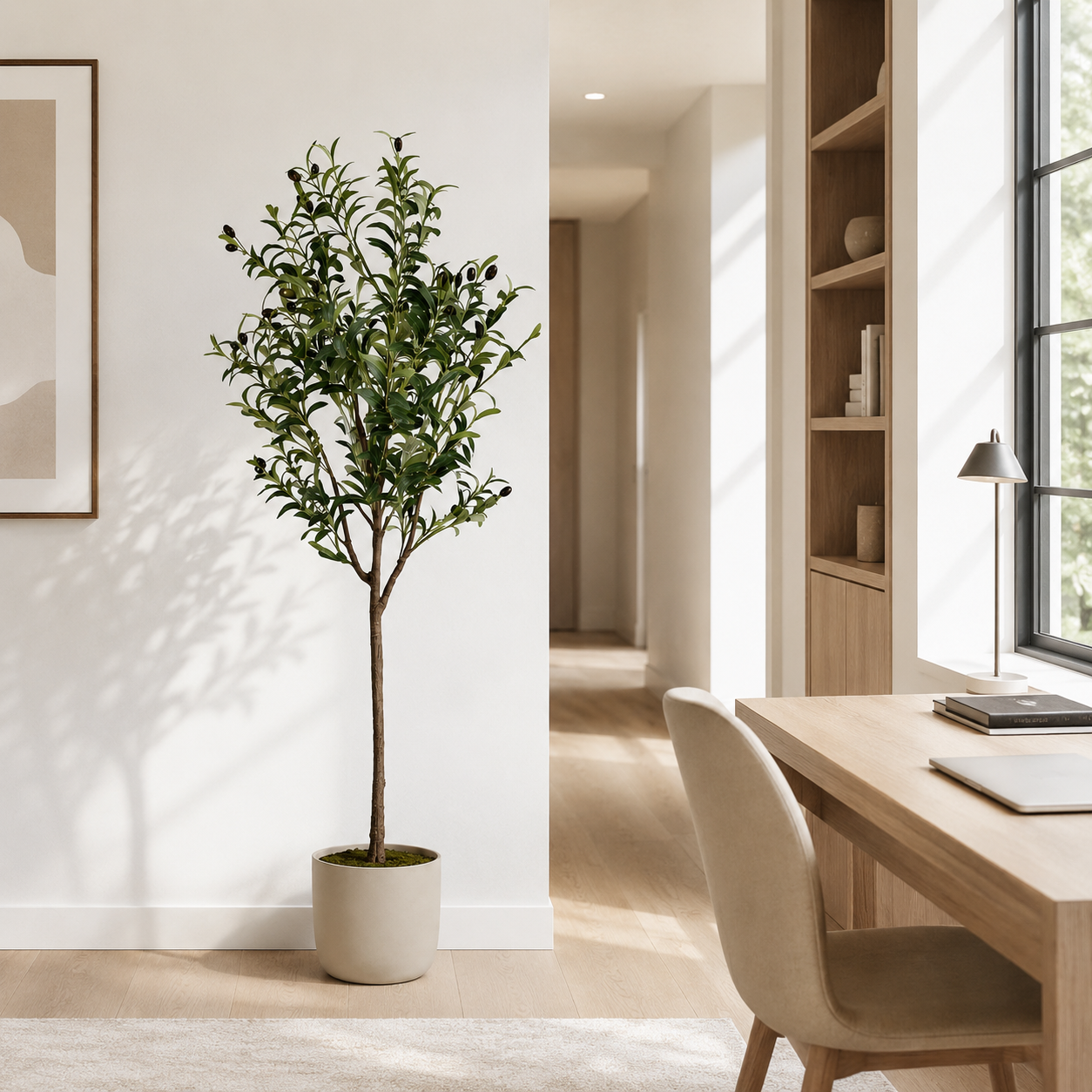 Kunstpflanze Olivenbaum 150 cm mit mediterran natürlicher Optik