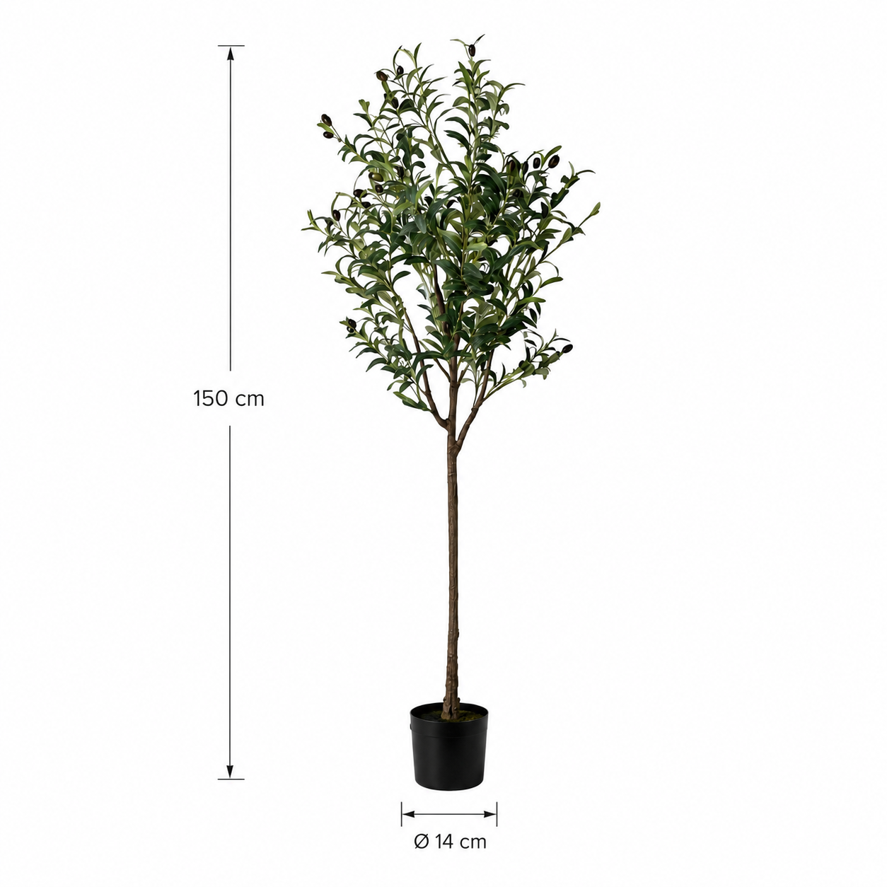 Kunstpflanze Olivenbaum 150 cm mit mediterran natürlicher Optik