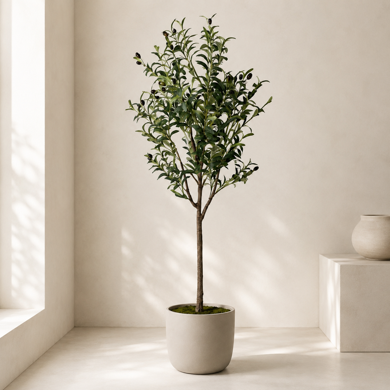 Kunstpflanze Olivenbaum 150 cm mit mediterran natürlicher Optik