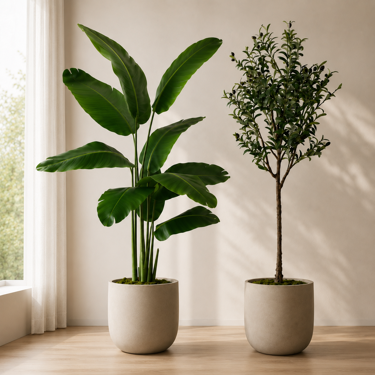 Premium Kunstpflanze 150 cm – Olivenbaum oder Strelitzie | DyFlora