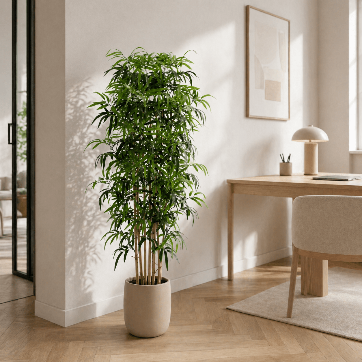 Bambus Kunstpflanze 180 cm – natürlicher Sichtschutz mit feinen Blättern - DYFLORA
