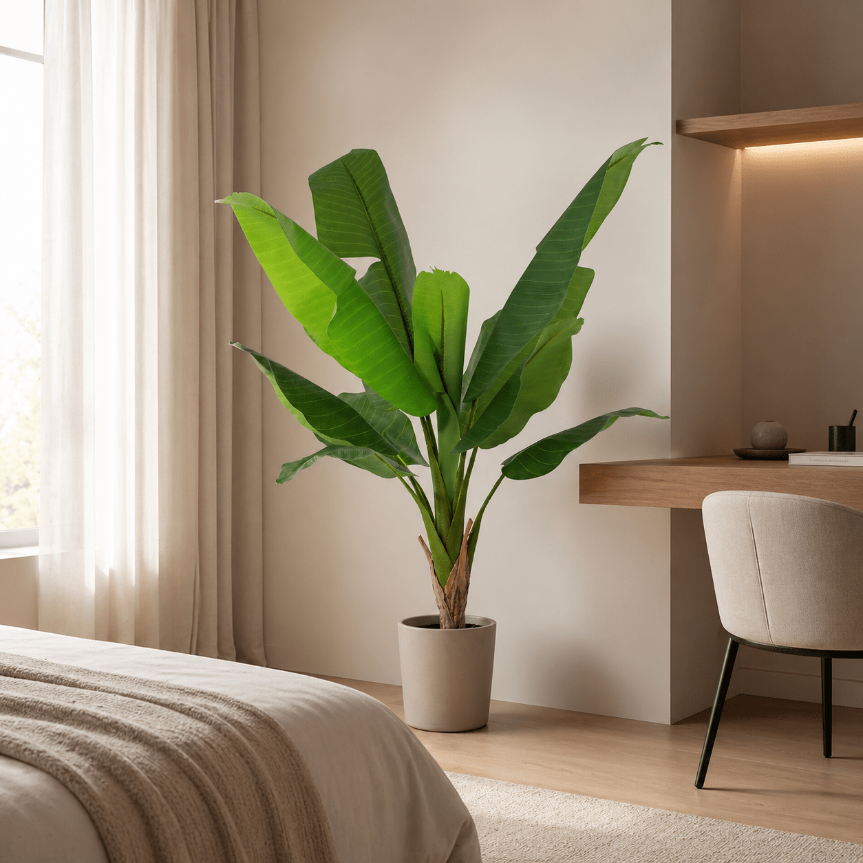 Bananenpflanze Kunstpflanze 120 cm – tropischer Blickfang mit großen Blättern - DYFLORA