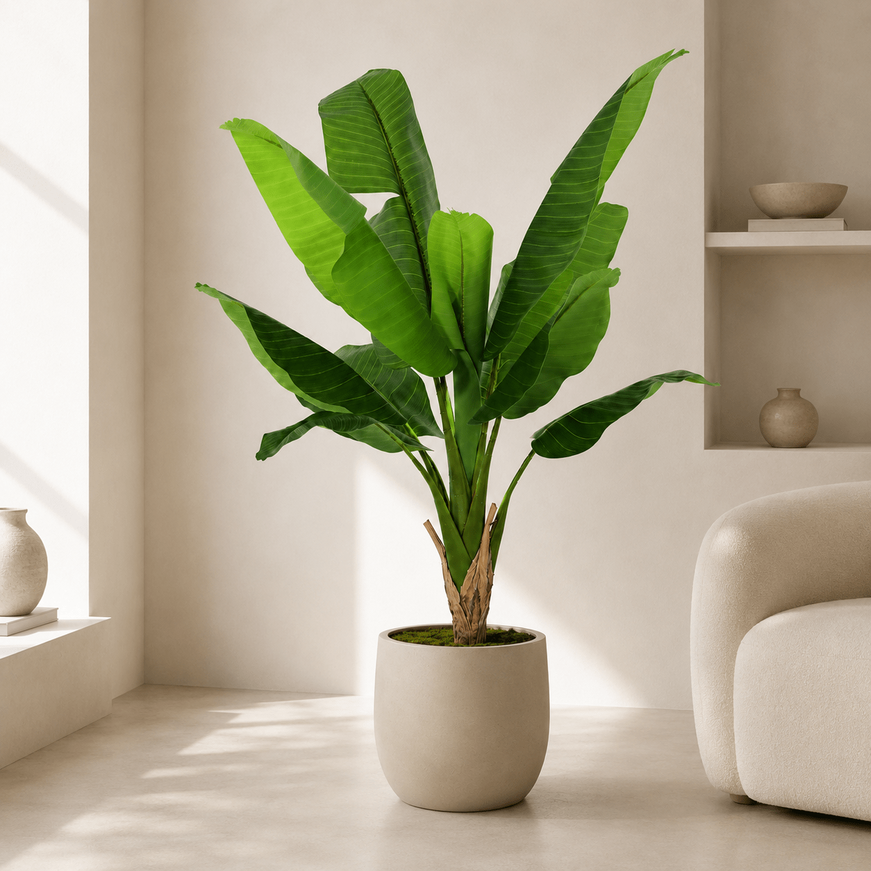 Bananenpflanze Kunstpflanze 120 cm – tropischer Blickfang mit großen Blättern - DYFLORA