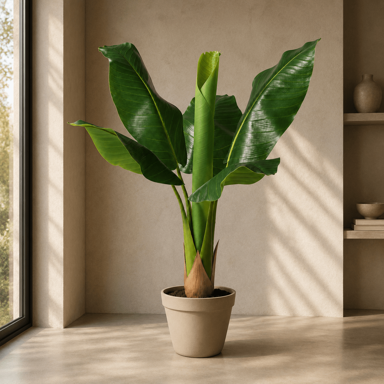 Bananenpflanze Kunstpflanze 80 cm – Musa tropisch und modern - DYFLORA