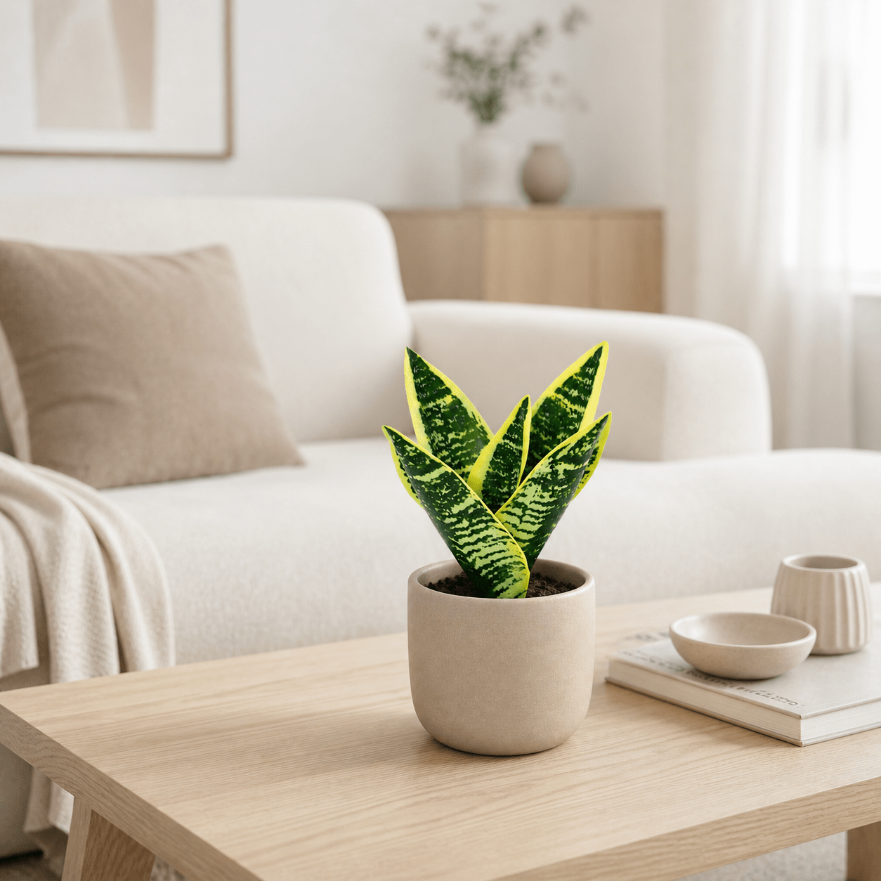 Bogenhanf Kunstpflanze 21 cm – Sansevieria Laurentii modern - DYFLORA