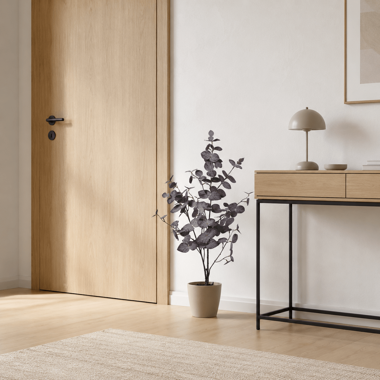 Eukalyptus Kunstpflanze 86 cm violett – stilvolle Deko mit runden Blättern - DYFLORA