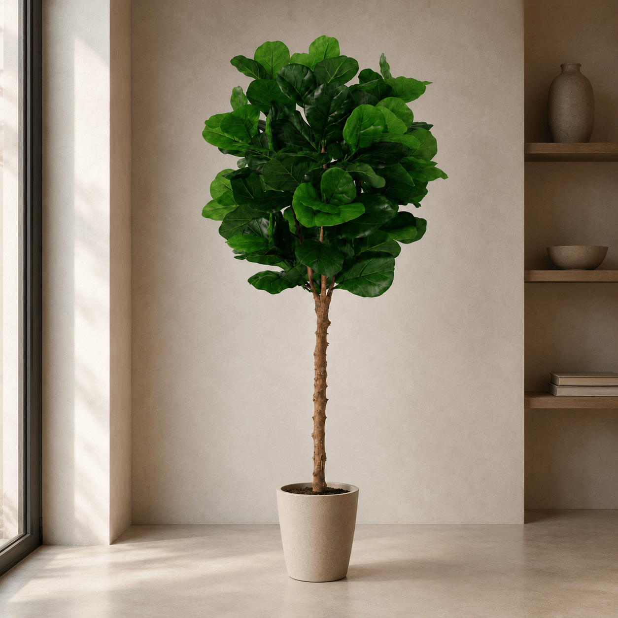 Geigenfeige Kunstpflanze 160 cm – Ficus lyrata als stilvoller Kunstbaum - DYFLORA