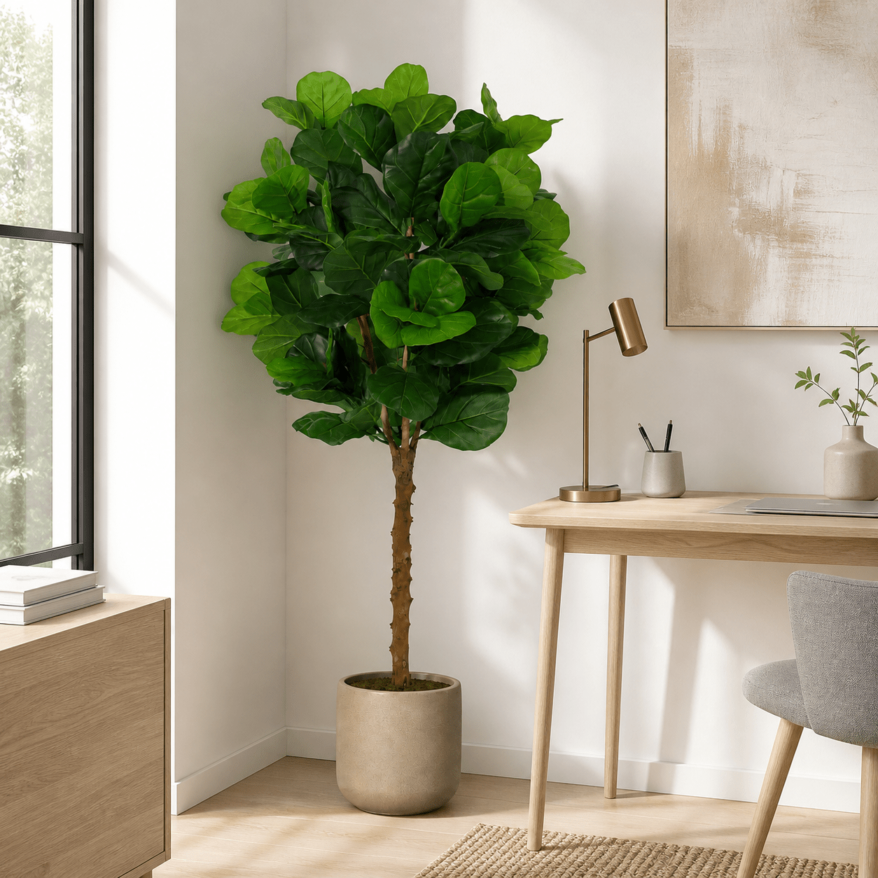 Geigenfeige Kunstpflanze 160 cm – Ficus lyrata als stilvoller Kunstbaum - DYFLORA