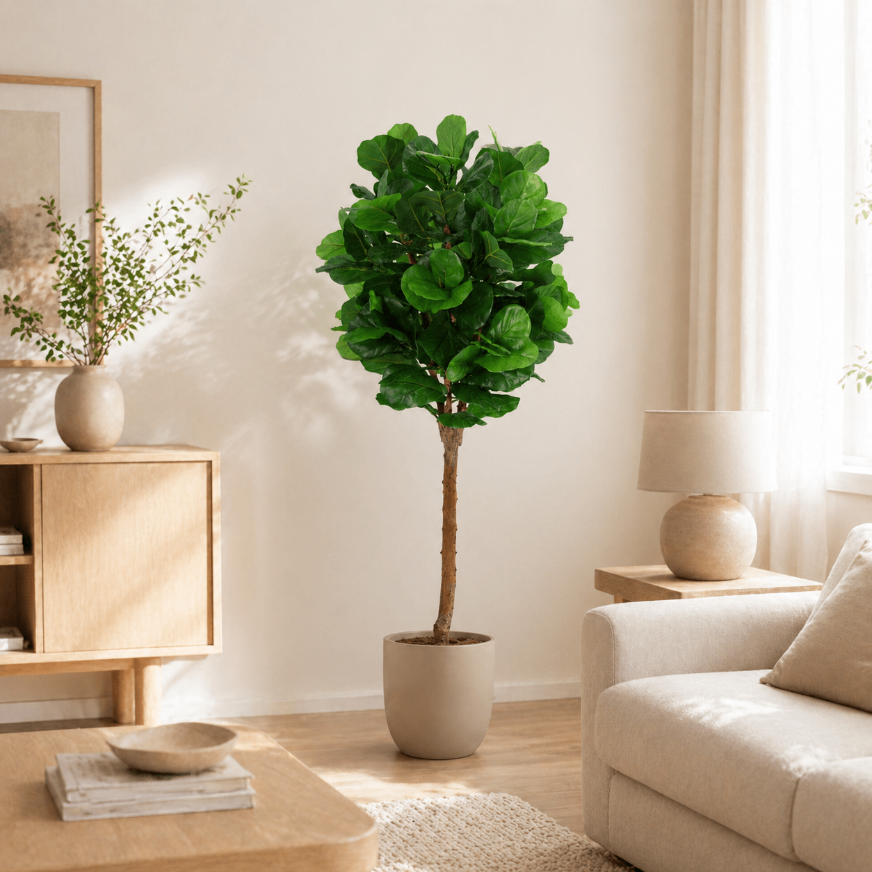 Geigenfeige Kunstpflanze 180 cm – Ficus lyrata als stilvoller Kunstbaum - DYFLORA