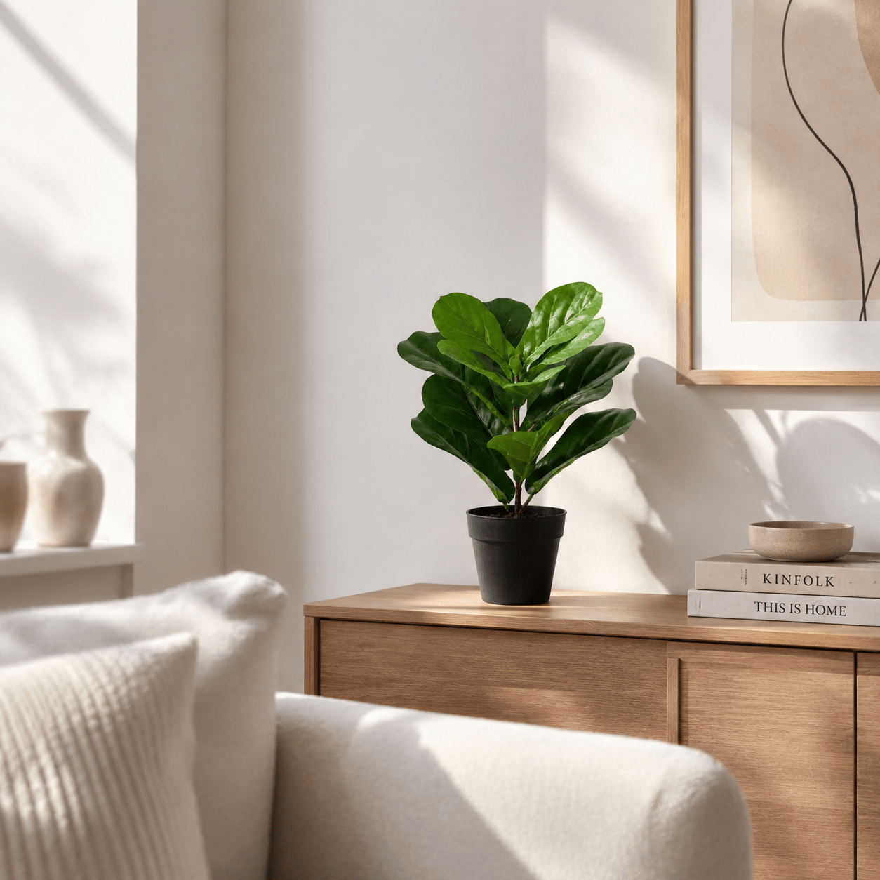 Geigenfeige Kunstpflanze 40 cm – Ficus lyrata für moderne Deko - DYFLORA